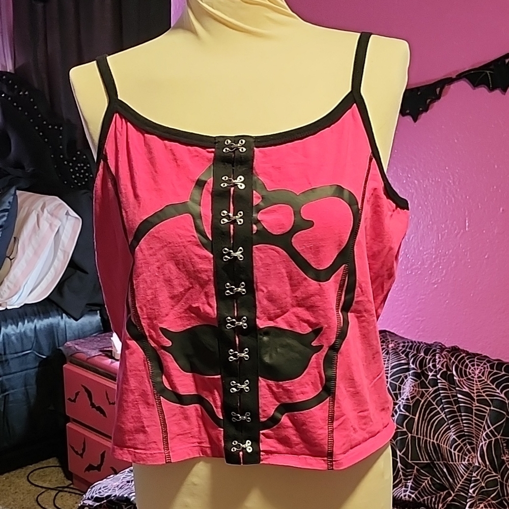 Pink and Black Women's Top